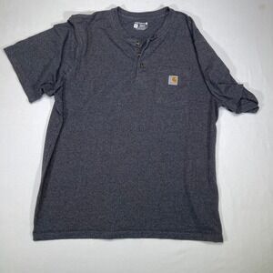 Carhartt Mens XL Gray Loose Fit Short Sleeve Henley Pocket T Shirt Workwear‎
